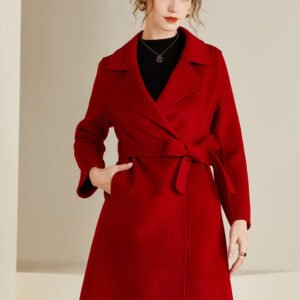 Abrigo de doble cara de pura lana roja